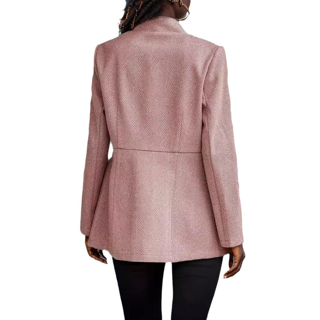 Women's Elegant Blazer with Honeycomb Texture and Tailored Cut