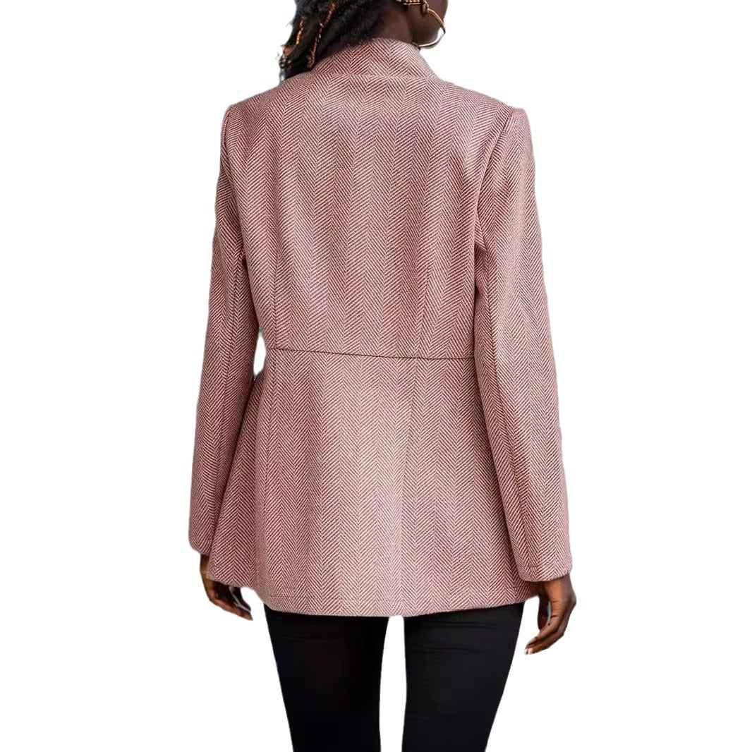 Women's Elegant Blazer with Honeycomb Texture and Tailored Cut