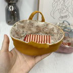 Miniature Linen Doll Bucket Hat with Floral Lining and Top Carry Loop