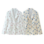 Women's Floral Blazer with Belt
