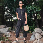 Women's Casual Jumpsuit with Pockets and Zipper