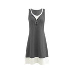 Women's Sleeveless Summer Dress with Zipper and Contrast Details