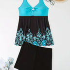Women's Swimsuit Set with Pattern and Shorts