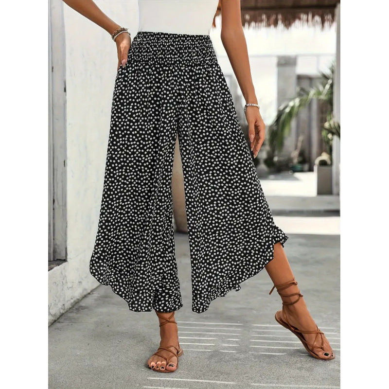 Women's Wide-Leg Lounge Pants with Polka-Dot Pattern