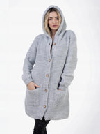 Women's Chunky Knit Cardigan with Pockets and Button Placket