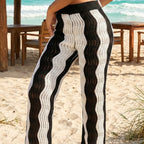 Women's Crochet Beach Pants with Wave Pattern