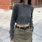Women's Chunky Knit Sweater with Textured Pattern and Relaxed Fit