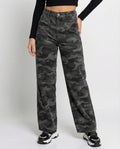 Women's Extra-Wide Camouflage Palazzo Pants with High Waist