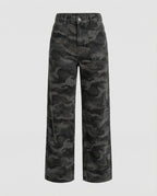 Women's Extra-Wide Camouflage Palazzo Pants with High Waist