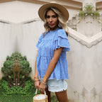 Women's Blouse with Ruffle Details and Floral Pattern