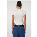 Women's Form-Fitting Short-Sleeve Shirt with Round Neckline