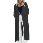 Women's Lightweight Knit Coat with Wide Sleeves and Pockets
