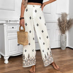 Women's Elegant Loose-Fit Patterned Trousers