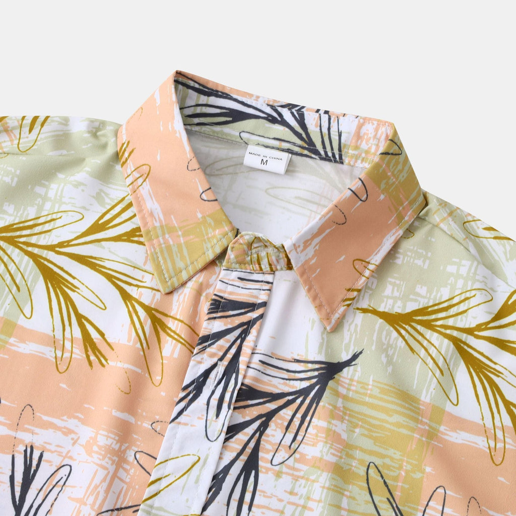 Women's Short-Sleeve Shirt with Creative Plant Print and Airy Fit