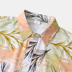 Women's Short-Sleeve Shirt with Creative Plant Print and Airy Fit