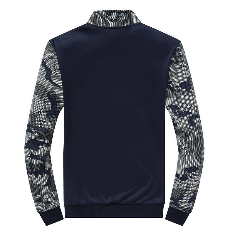 Men's Sportive Tracksuit Set with Camouflage Sleeves