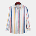 Women's Long-Sleeve Shirt with Striped Design and Button Placket