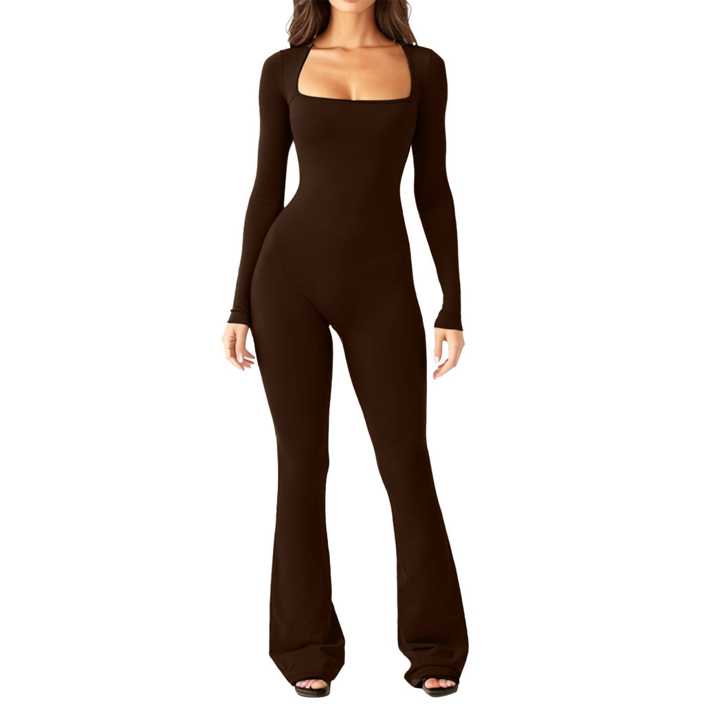 Women's Wide-Leg Bodysuit with Deep Neckline