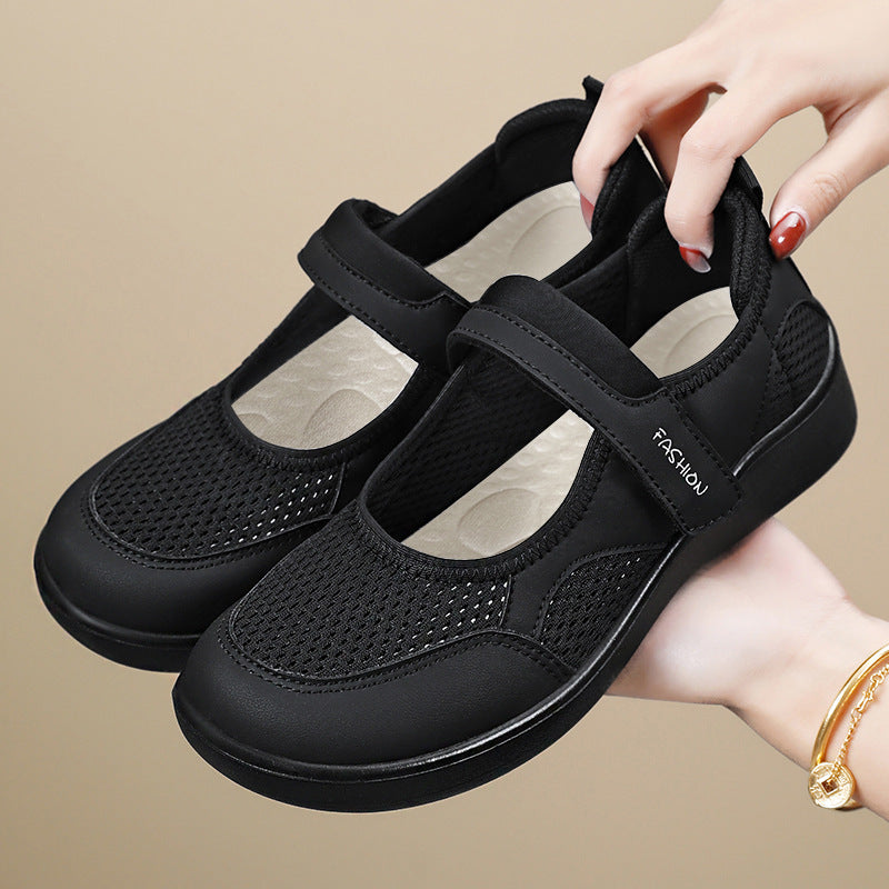 Women's Breathable Fitness Sneakers with Adjustable Hook-and-Loop Closure