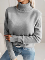 Elegant Turtleneck Sweater with Button Details