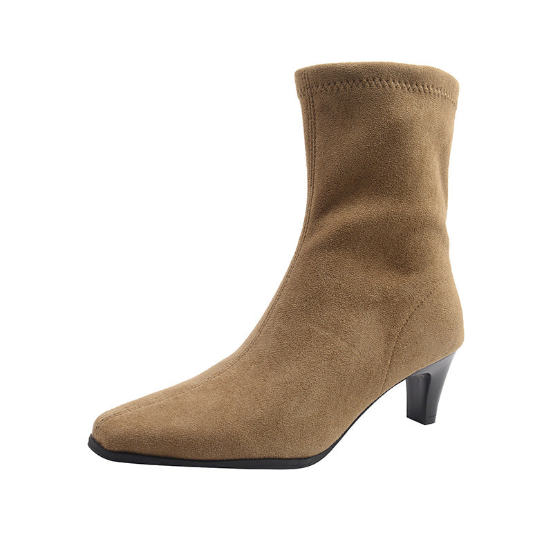 Women's Pointed Heel Ankle Boots with Zipper