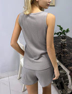 Women's High-Quality Sporty Short Set with Breathable Waffle Texture