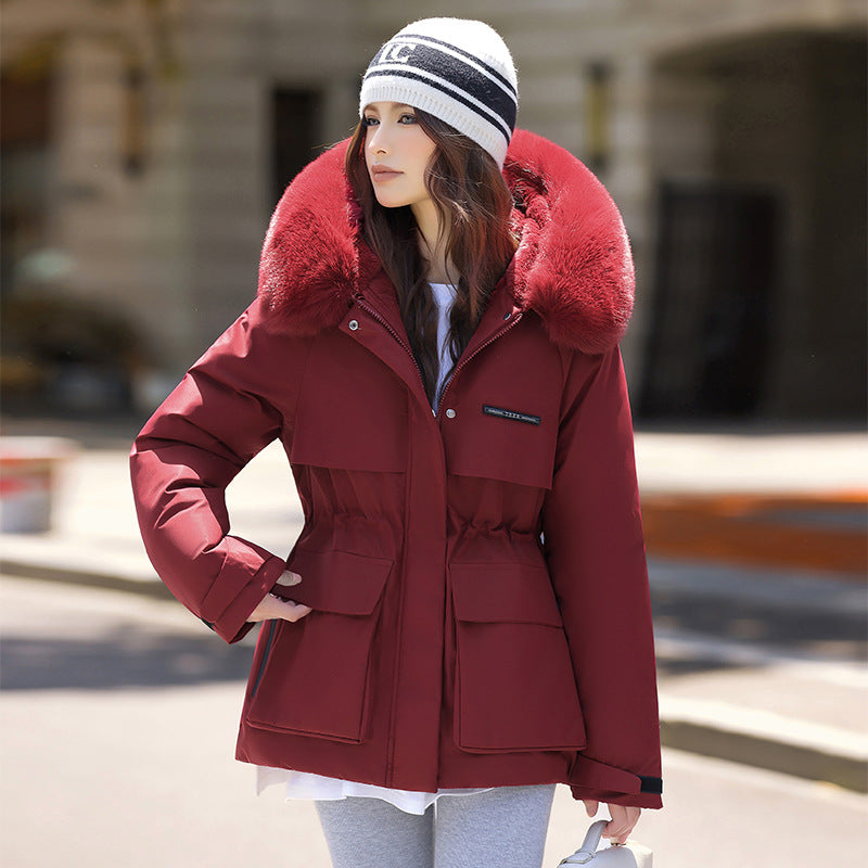 Elegant and Warm Winter Jacket with Detachable Faux Fur Collar