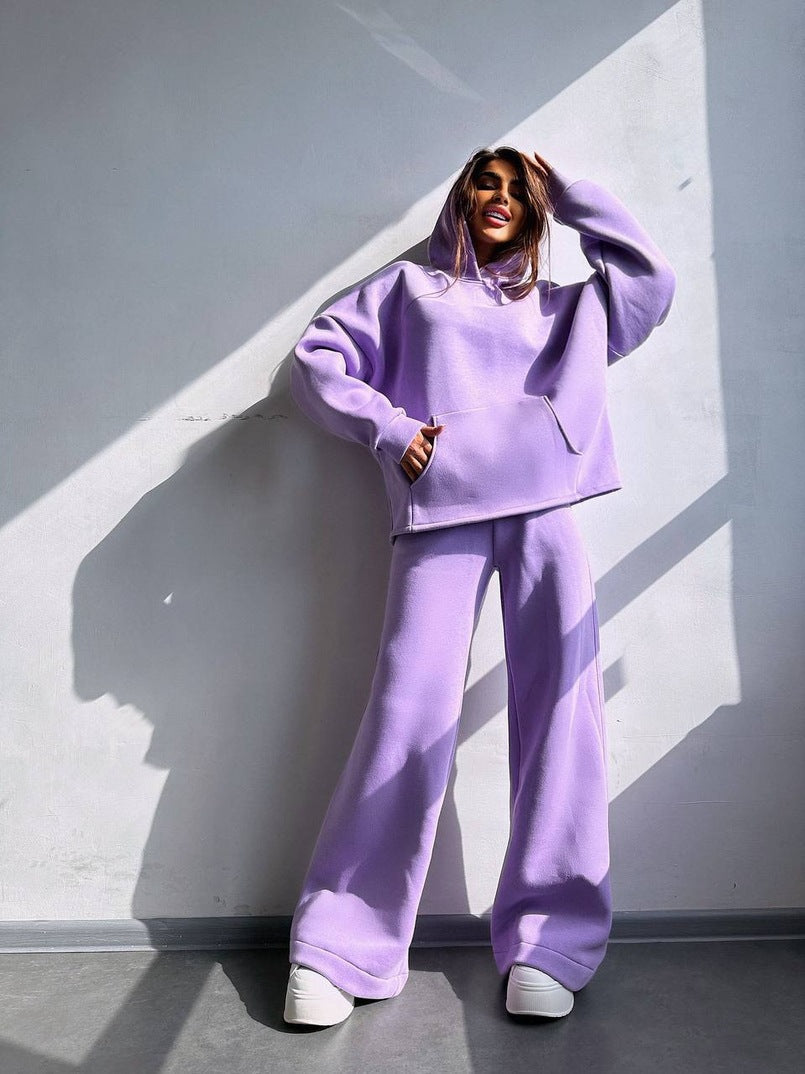 Women's Oversized Hoodie and Wide Leg Leisure Pants