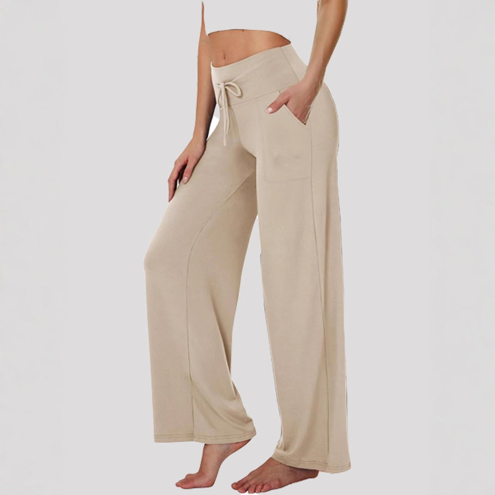 Women's Comfortable Wide-Leg Casual Pants with Drawstring