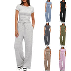 Women's Casual Lounge Set with Wide Top and Comfortable Trousers