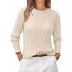 Women's Chunky Knit Sweater with Cable Knit Design and Long Sleeves