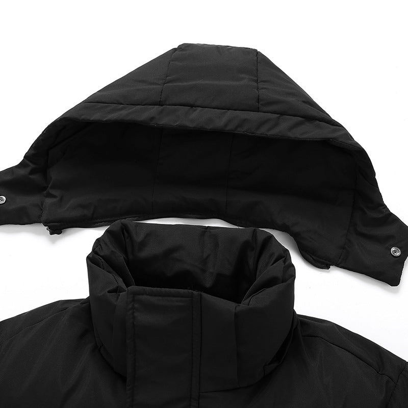 Women's Long Down Jacket with High Collar and Windproof Features