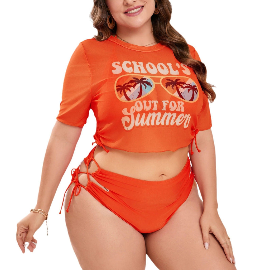 Women's Swimwear Set with Cropped Blouse and High-Cut Shorts