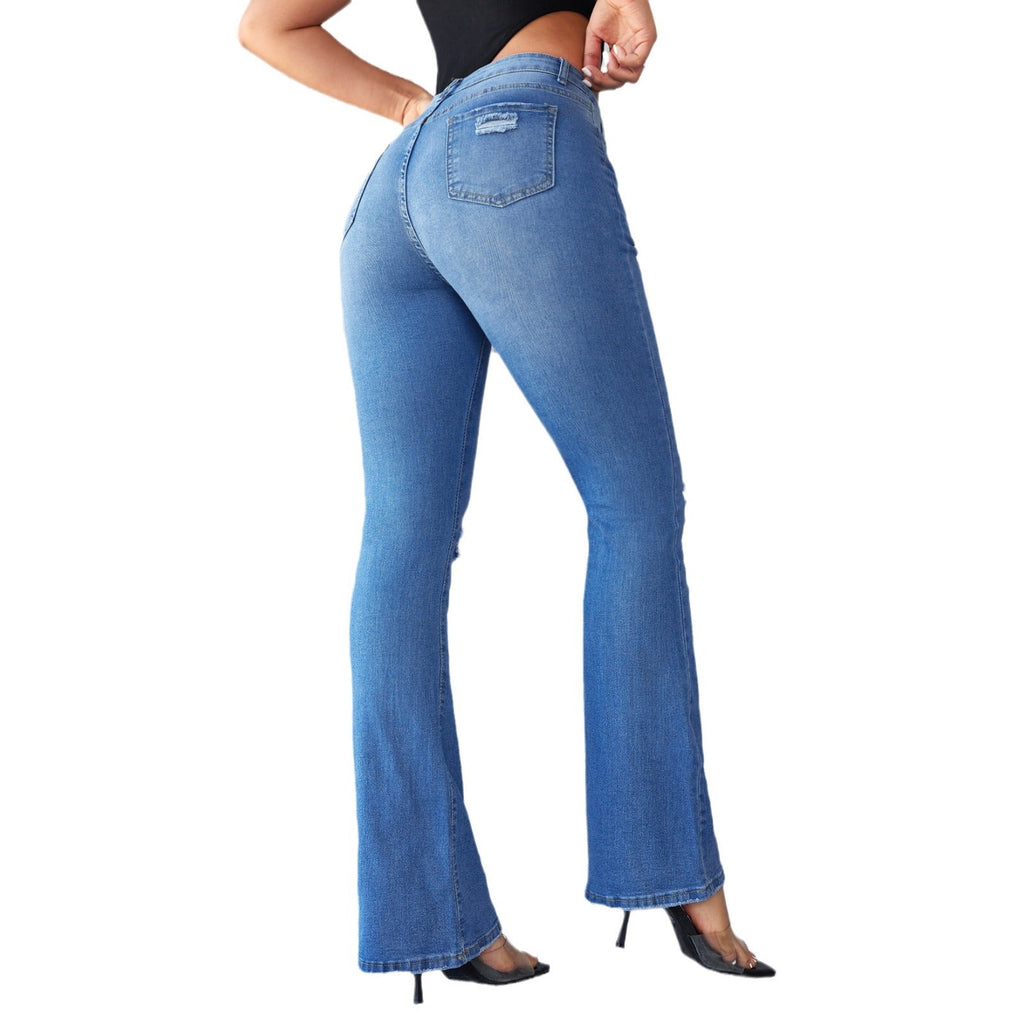 Women's Flared Jeans with Distressed Details