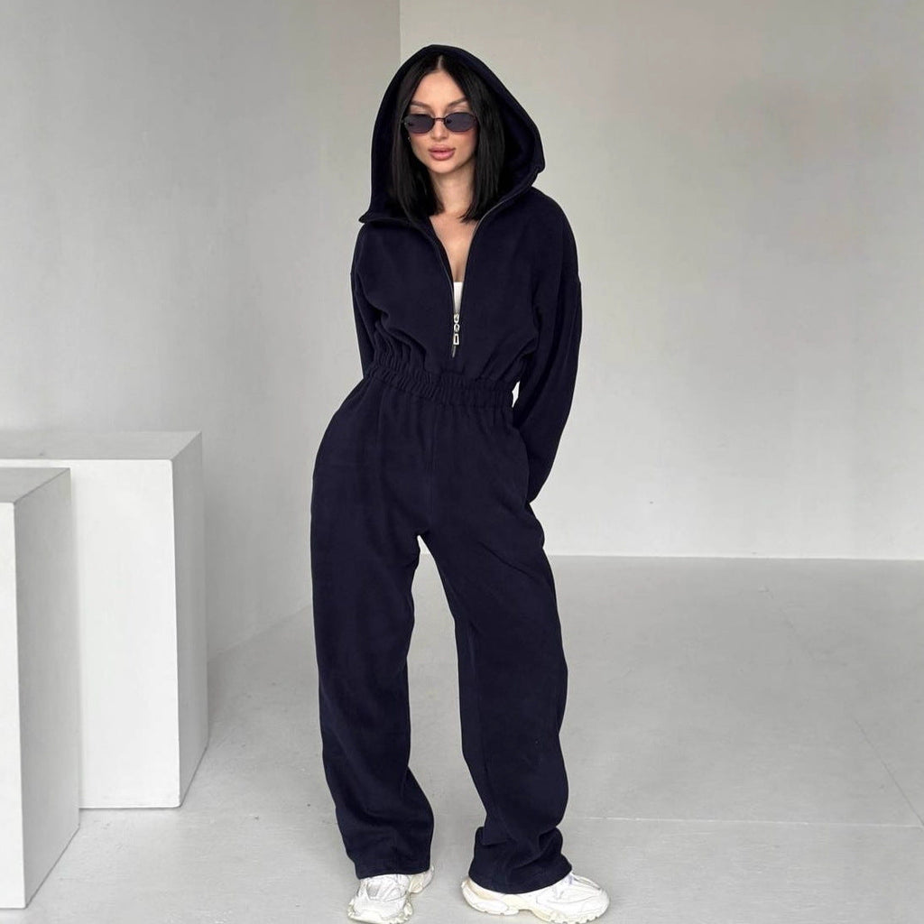 Women's Fleece Jogging Suit with Half Zipper