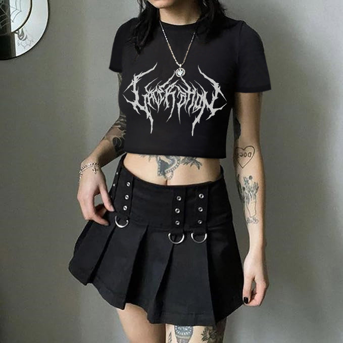 Women's Crop T-Shirt with Fruity Cherry Design and Loose Cut