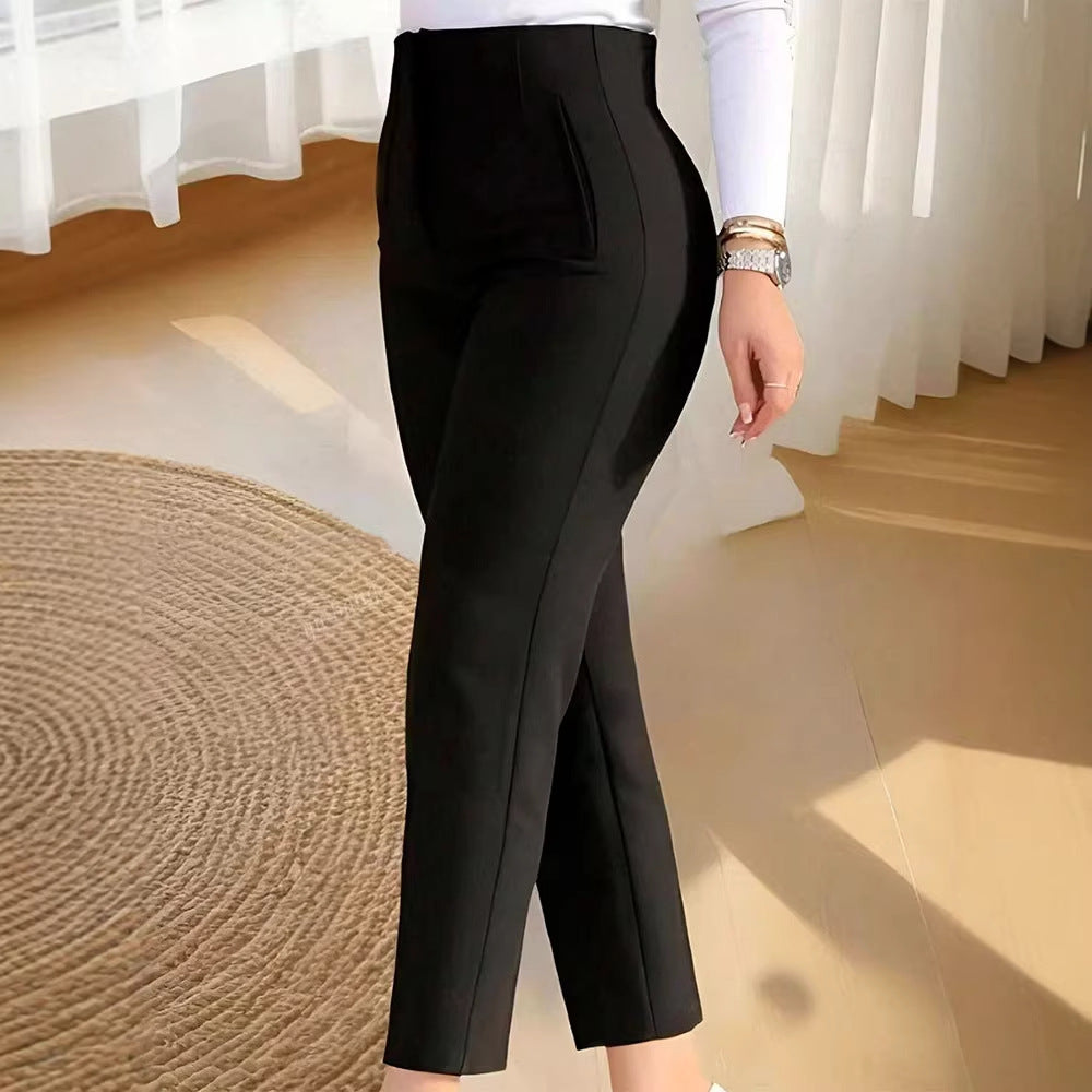 Women's Elegant Suit Pants with High Waist and Slim Leg