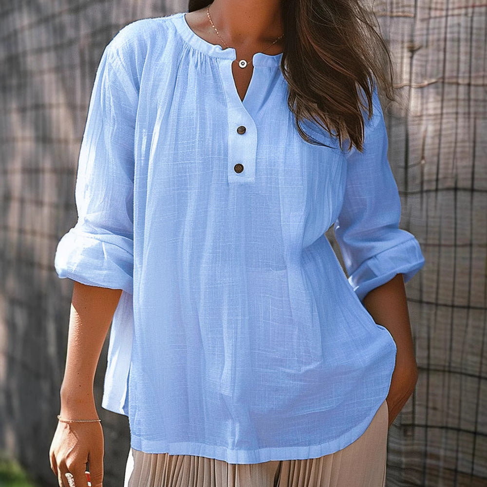 Casual Women's Blouse with Button Placket