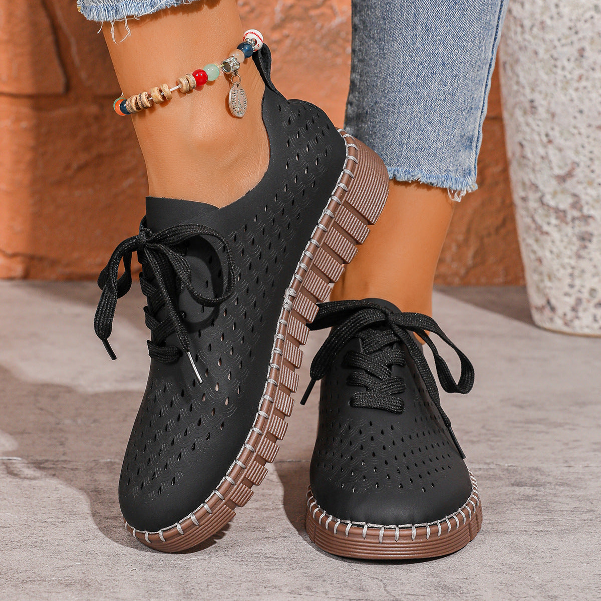 Women's Breathable Sneakers with Perforated Upper