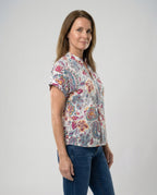 Women's Blouse with Floral Design and Airy Sleeves