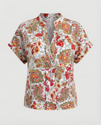 Women's Blouse with Floral Design and Airy Sleeves