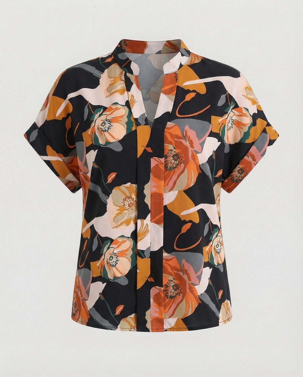 Women's Blouse with Floral Design and Airy Sleeves
