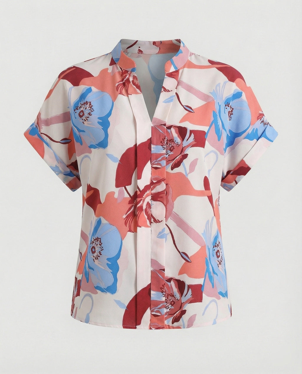Women's Blouse with Floral Design and Airy Sleeves