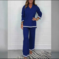 Women's Casual Knit Set with Wide Cut and Elegant Contrasts