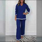 Women's Casual Knit Set with Wide Cut and Elegant Contrasts