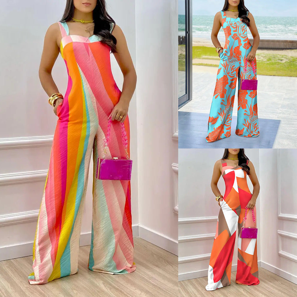Women's Floral Print Wide-Leg Jumpsuit