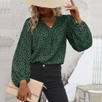 Women's Blouse with V-Neck and Voluminous Sleeves