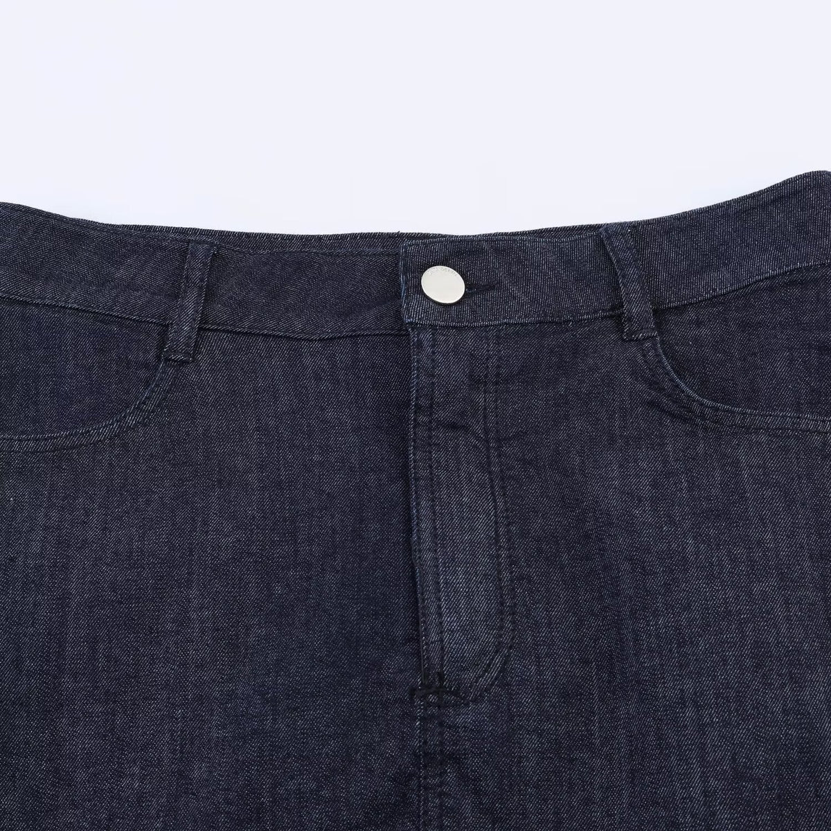 Women's Denim Skirt with Elegant Lace and Button Details