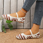 Women's Ballet Flats with Elastic Strap and Animal Print