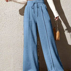 Elegant and Comfortable Casual Pants with Elastic Waistband and Wide Leg